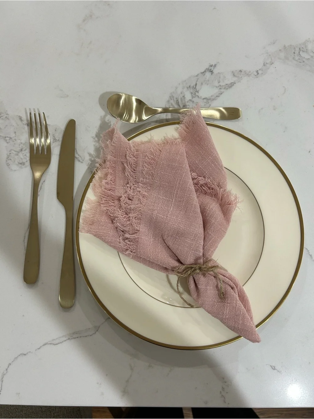 Dusty Rose Fringed Cloth Napkins – 4 sets of 10